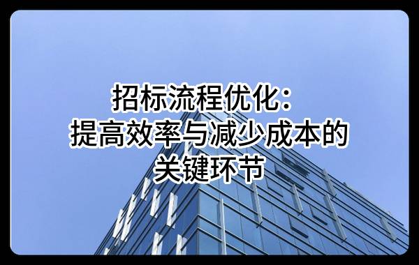 招標(biāo)流程優(yōu)化：提高效率與減少成本的關(guān)鍵環(huán)節(jié)